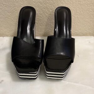 SHEIN Black and White Platform Mules